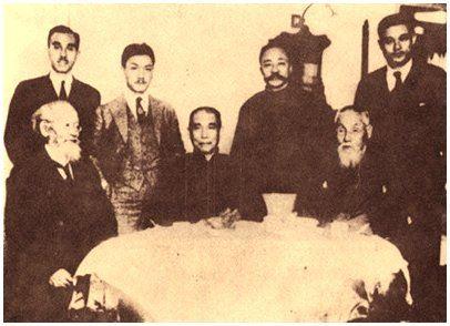 民國13年戴傳賢(左3)與國父及友人在神戶合影